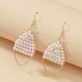 European and American exaggerated jewelry retro geometric triangle shape metal earrings pearls earrings