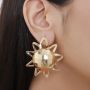 Personalized alloy long drop-shaped earrings, butterfly sunflower pearls earrings sensual exaggerated earrings