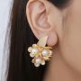 Personalized alloy long drop-shaped earrings, butterfly sunflower pearls earrings sensual exaggerated earrings