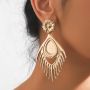 Girls Personalized alloy long drop-shaped earrings, fashionable niche design, sensual exaggerated earrings