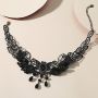 retro fashion women's large collar necklace fashionable water drop shape pendant choker with pearls