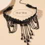 retro fashion women's large collar necklace fashionable water drop shape pendant choker with beads