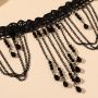 retro fashion women's large collar necklace fashionable water drop shape pendant choker with beads