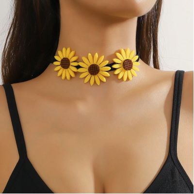 fashion women's large collar necklace fashionable water drop shape pendant choker sunflower choker