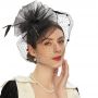 Fascinators Hat Flower Mesh Feathers Headband Hair Accessory Tea Party Wedding Cocktail Headwear for Girls Women