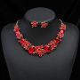 Jewelry set gemstone necklace literary retro medieval palace aesthetic internet celebrity necklace earrings set