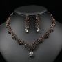 Jewelry set gemstone necklace literary retro medieval palace aesthetic internet celebrity necklace earrings set